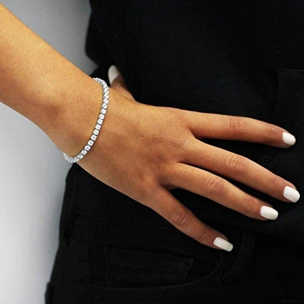 18K White Gold Bracelet w/ CZ Diamonds